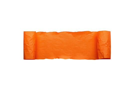 Smooth orange paper strip with curled rolled ends