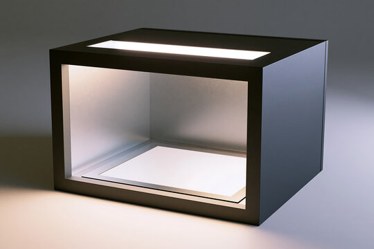 Rectangular display box with internal led lighting and base for product