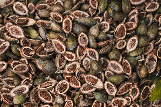 Passion fruit shells at Luang Prabang market, Laos