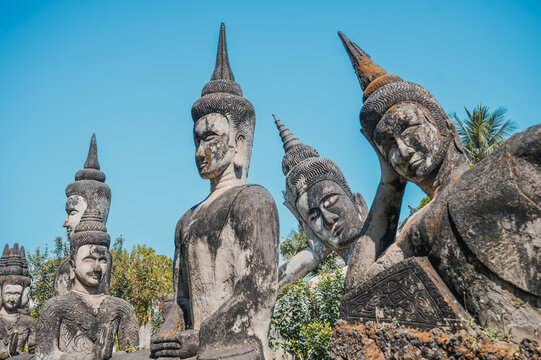 Buddha sculptures at Buddha Park in Vientiane, Laos