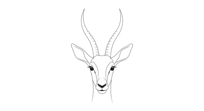 Minimalist gazelle head line art illustration.