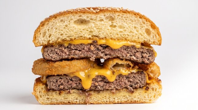 Double Patty Cheeseburger - High quality food photography of a Whole double patty
beef cheeseburger with cheese