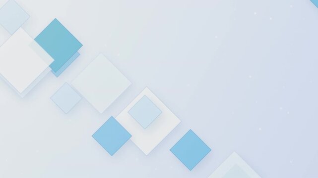 Abstract motion background with floating geometric square shapes in light blue color.