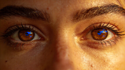 Closeup of human eyes with blue reflections © ugochi