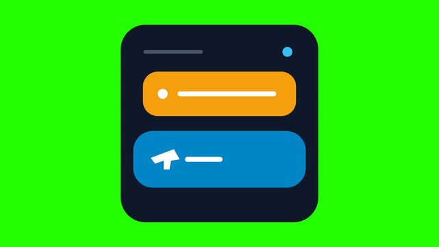 Animated user interface notification window with megaphone icon on green background
