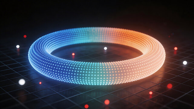 Glowing ring of dots on grid