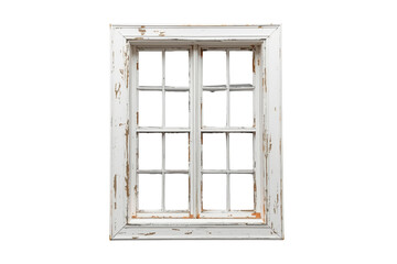 Fototapeta premium Weathered white multipane vintage window frame