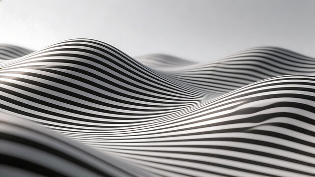 Black and white striped wave pattern