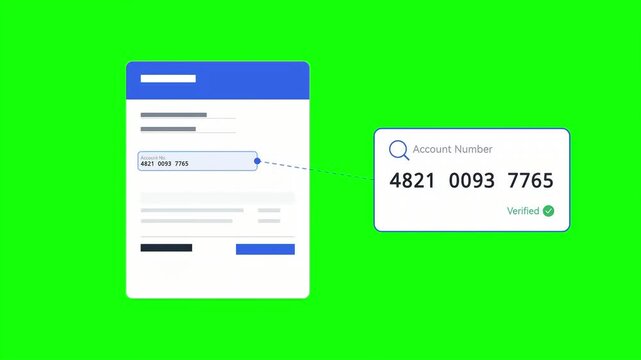 Account Number Verification UI Animation Green Screen