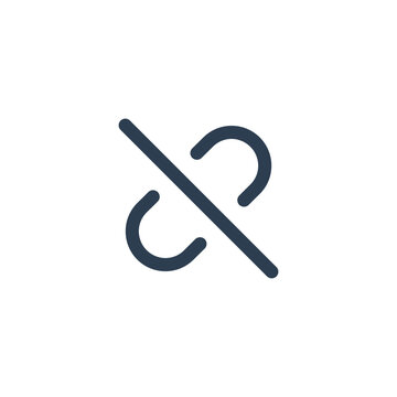 unlink line icon. broken link or disconnect connection symbol vector illustration