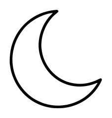 Hand-traced crescent moon vector icon illustration in minimalist black outline style for night sky celestial design and astronomy themed projects © ali