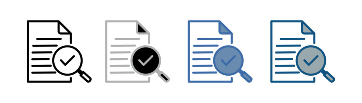 
Proof icon set (multi-style collection) featuring document and checkmark designs
