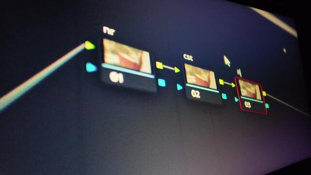 Node based editing interface with process flow chart a view of a nodes davinci resolve