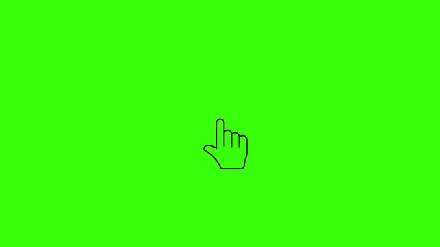 Click Hand Pointer Icon Loop Animation on Green Screen