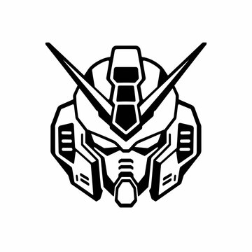 Futuristic robot head design with sharp angular features.