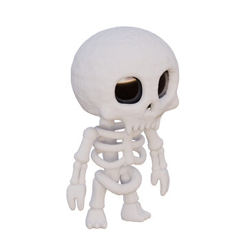 3D Cute Skeleton Character Isometric View