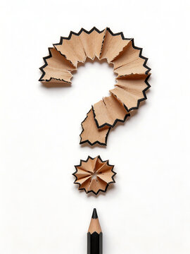 Pencil shavings in question mark shape