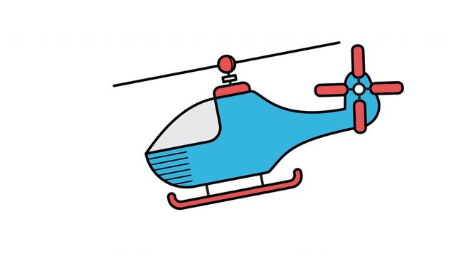 Helicopter line icon animation. Loop. Embedded transparency. ProRes 4444