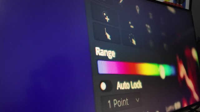 Editing software color grading range control close up view of sliders davinci resolve