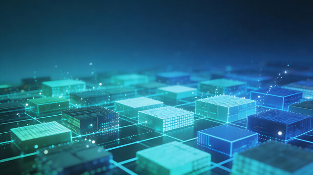Abstract digital cubes on grid
