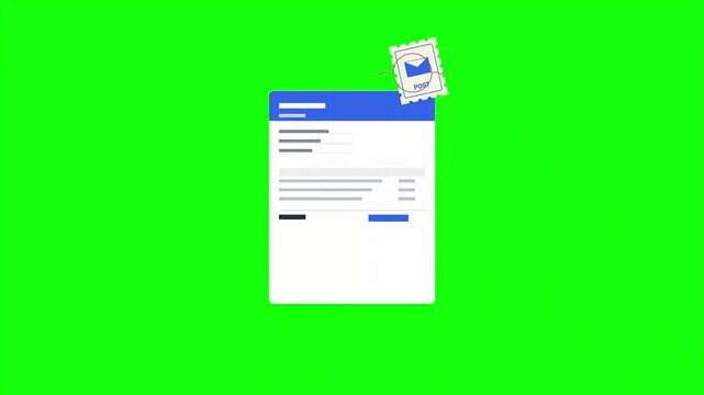 Document Email Delivery Post Stamp UI Animation Green Screen