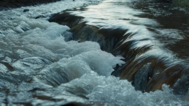 Flowing water over a small dam