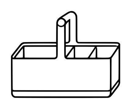 Hand-traced vector line illustration of a kitchen sink caddy with a sponge holder, perfect minimalist outline icon for household storage and organization