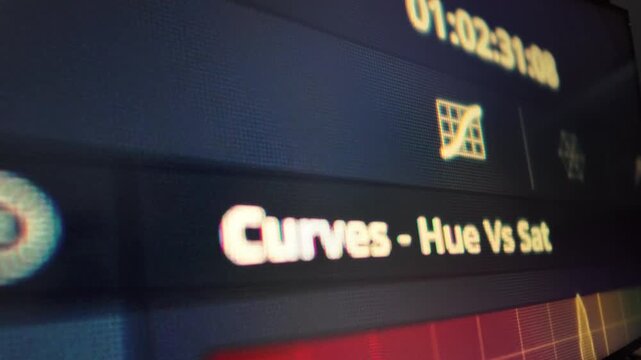 Curves adjustment tool in color grading software close up perspective
