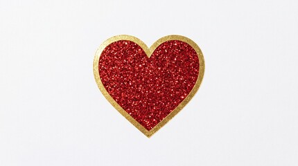 Obraz premium Glittery red heart emblem with gold trim isolated on white background elegant decorative element