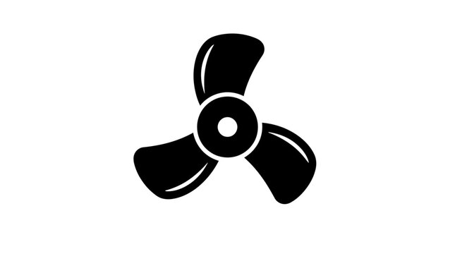 A black silhouette of a three-blade fan, representing airflow and cooling