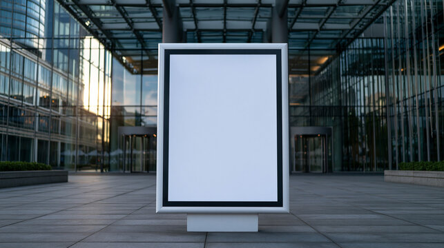 Blank Billboard Advertisement in Modern Urban Plaza