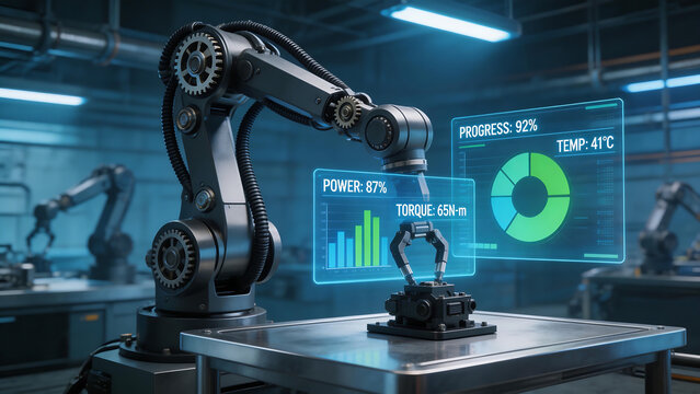Industrial robotic arm with digital display