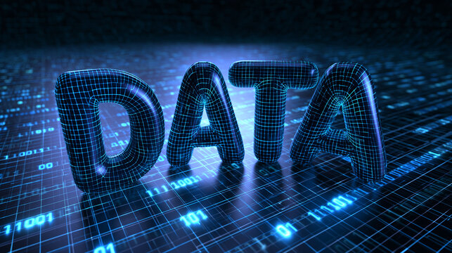 DATA Text on Digital Grid Network Background