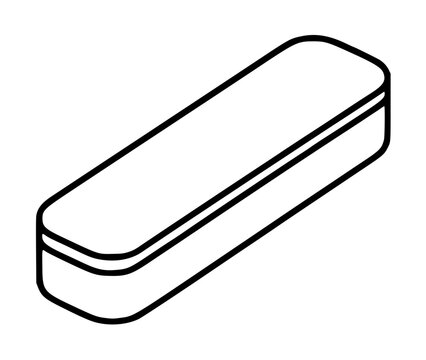 Minimalist hand-drawn vector icon of a rectangular manicure nail buffer block, isometric outlined illustration for beauty salon, nail art, and cosmetic care graphic design resources