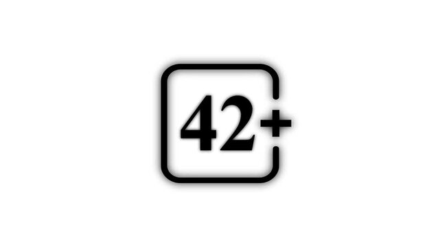Black 42 Plus Age Restriction Icon Isolated on White Background Maturity Rating Adult Content Warning and Media Classification Symbol 4K Motion Graphic