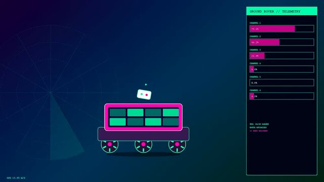 Delivery droids glide across a digital interface displaying fluctuating data charts and telemetry logs while monitoring ongoing logistics operations within this modern graphical UI navigation sequence