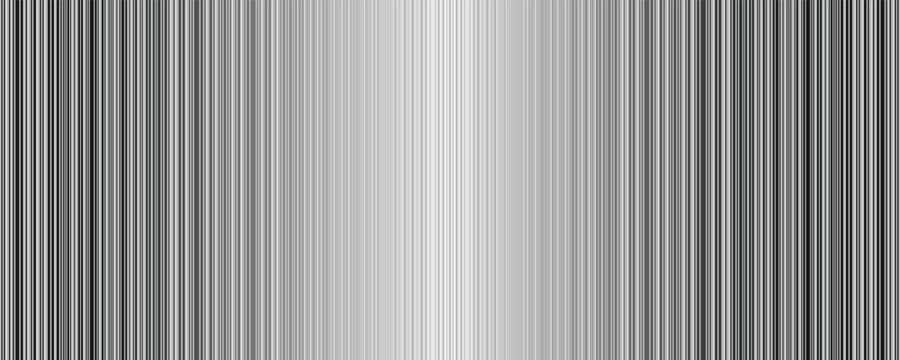 Abstract vertical straight thin black and white parallel lines. Stripe lighting gradient transition.