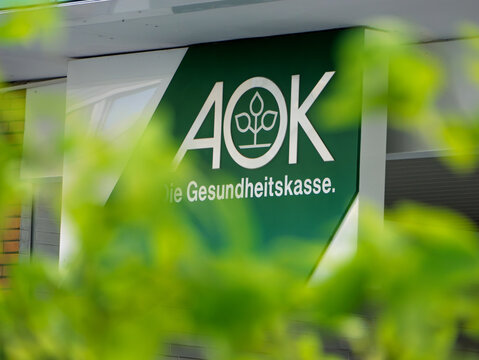 AOK Health Insurance Signage Outside Office Building