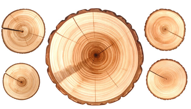 Wood Slices Ring Texture Isolated Natural Brown Tree Trunk Cross Section