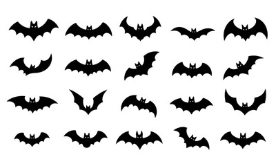 Fototapeta premium Classic Halloween bat silhouette icon set