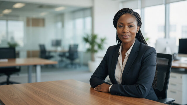 Confident businesswoman African woman professional portrait office corporate leadership manager executive formal suit smiling leader Confident businesswomanprofessional portrait office concept