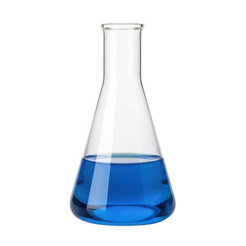 Erlenmeyer flask with blue liquid
