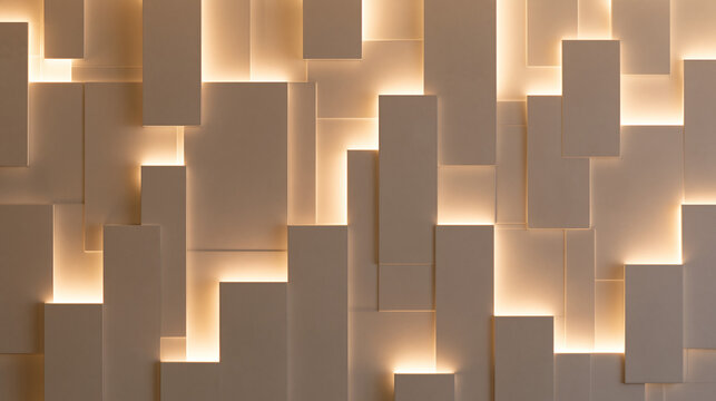 Abstract Modern Geometric 3D Wall Texture with Backlight