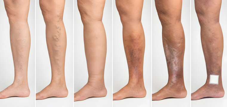 Six stages of chronic venous disease progression in legs