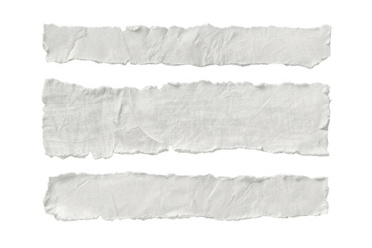 Three rough torn white paper banners