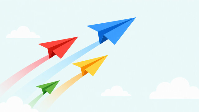paper airplane flying