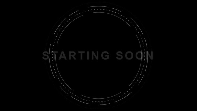 Futuristic Starting Soon Screen for Live Streaming with HUD Minimalist Circular Animation on Black