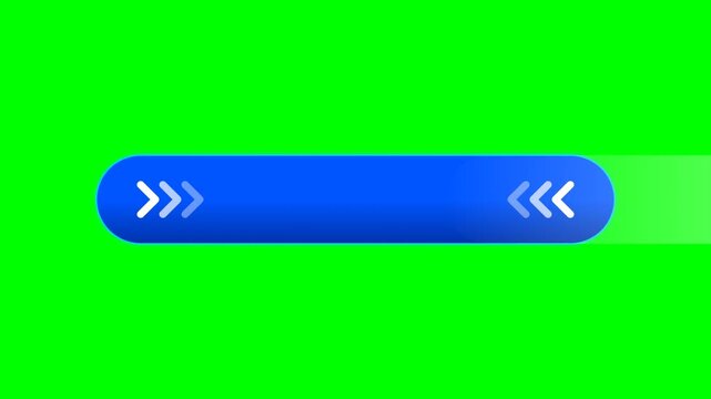 Blue arrow button with glowing effect on green background.