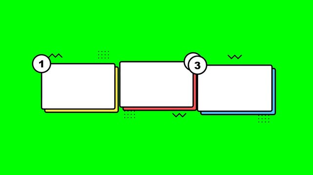 Three white rectangular boxes with red borders on green background.
