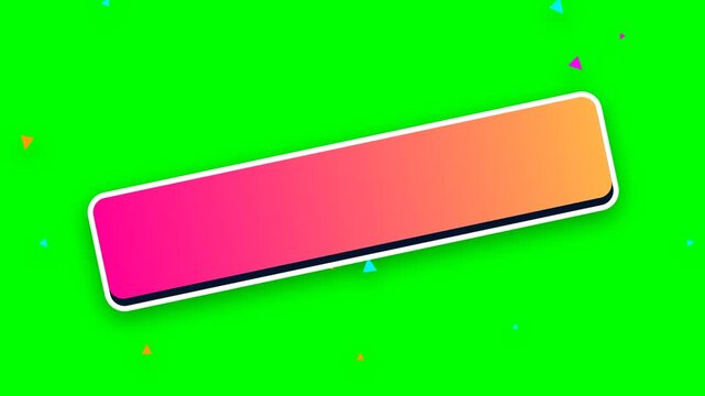 Colorful gradient button on vibrant green background with confetti.